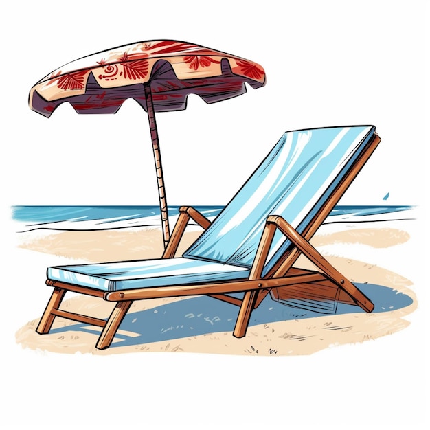 Photo a beach chair with a beach umbrella on it