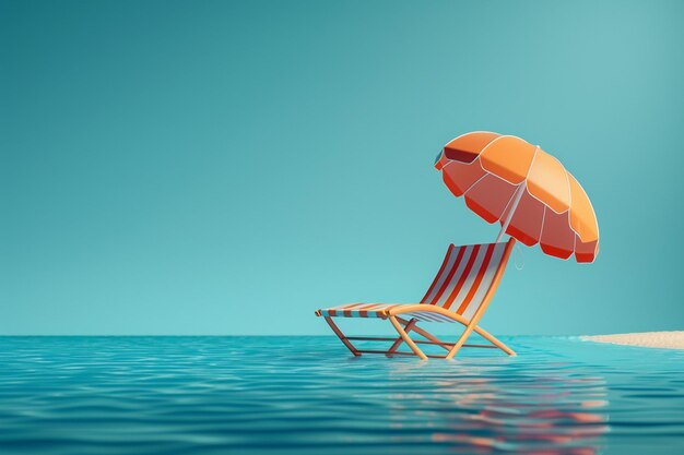 a beach chair with an umbrella that says quot beach quot on the water