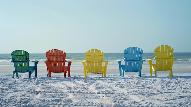 beach chairs on the beach Generative AI