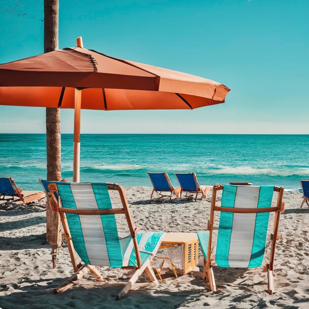 Beach Chairs under blue sky