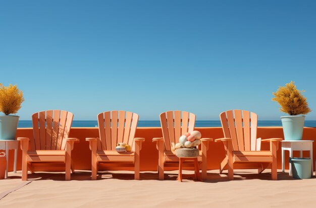 Beach chairs buckets and a soda can summer landscape image