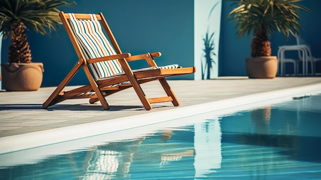 Foto sedie da spiaggia accanto alla piscina