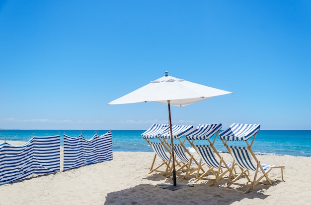 Beach chairs near the ocean