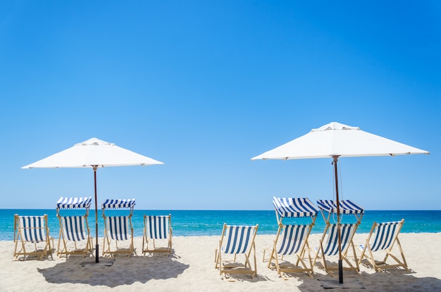 Beach chairs near the ocean