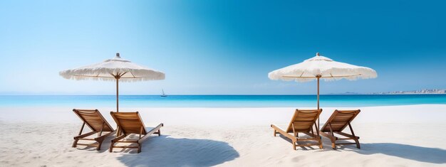 Beach chairs and umbrellas on a beach