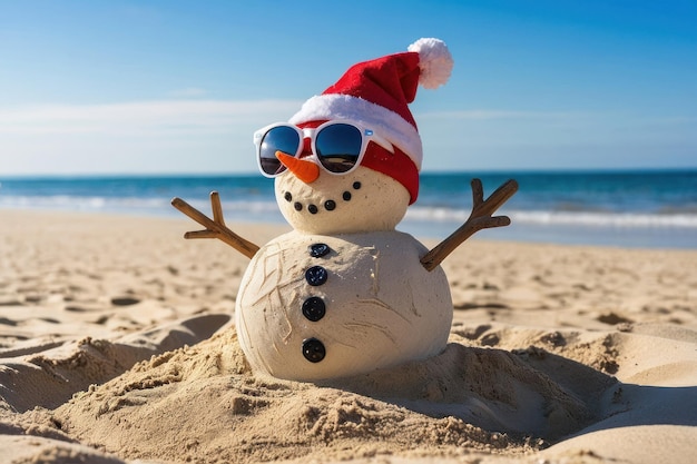 Beach Christmas Snowman with Sunglasses