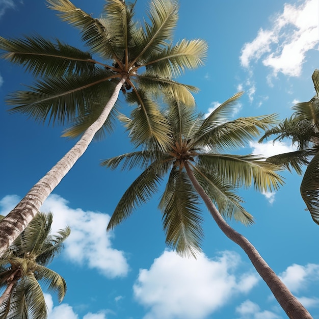 코코넛 나무 위의 해변