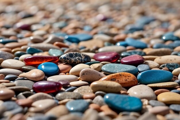 Foto sulla spiaggia c'è uno sfondo colorato di ciottoli e pietre