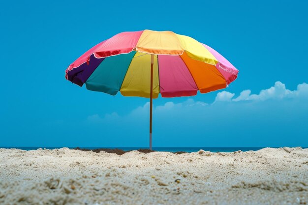 Photo beach colorful umbrella generate ai