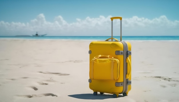 A beach day musthave a yellow suitcase for your essentials