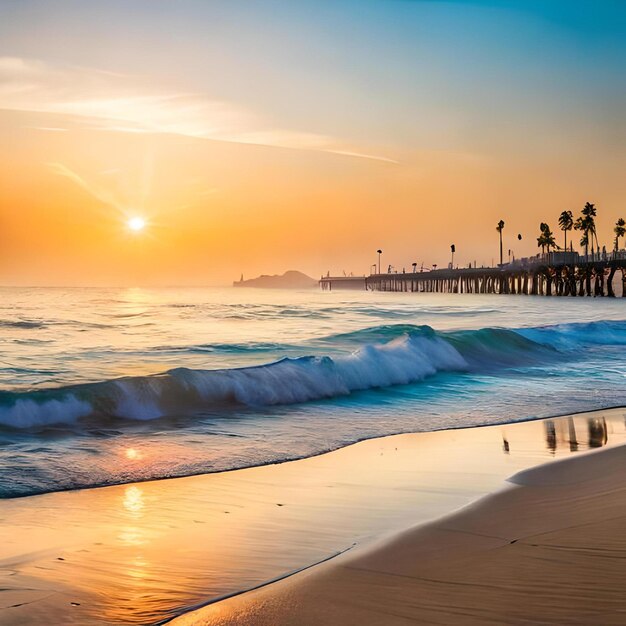 Beach day with palm trees