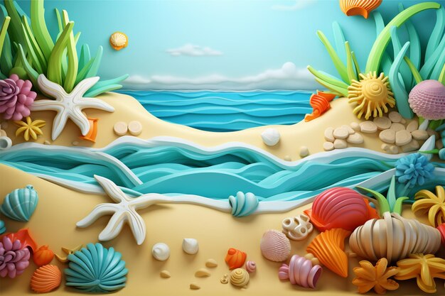 Beach Funny Ornament cartoon 3d