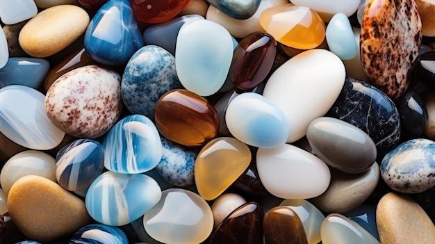 Beach gemstones Pile of precious stones Natural material for interior design digital ai