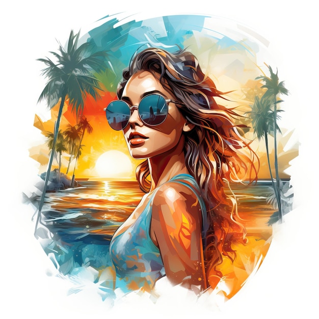 beach girl illustration