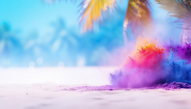 Beach in Goa in colors happy holi indian concept