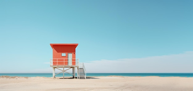 Beach Guardian Lifeguard House in Minimalistic Serenity Generative Ai