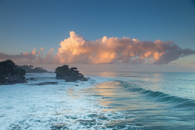 Beach and Holy temple of Bali , Indonesia