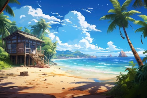 Beach House Bali Aesthetic Anime Wallpapers - Anime Background