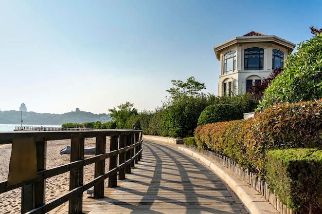 Beach house at the end of boardwalk