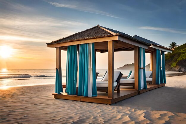 Photo a beach hut on the beach