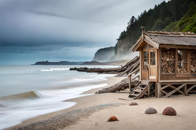 Beach hut on the coast