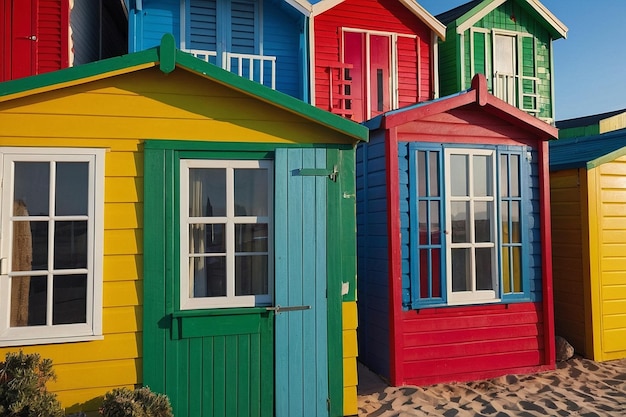 Beach huts in bright colors