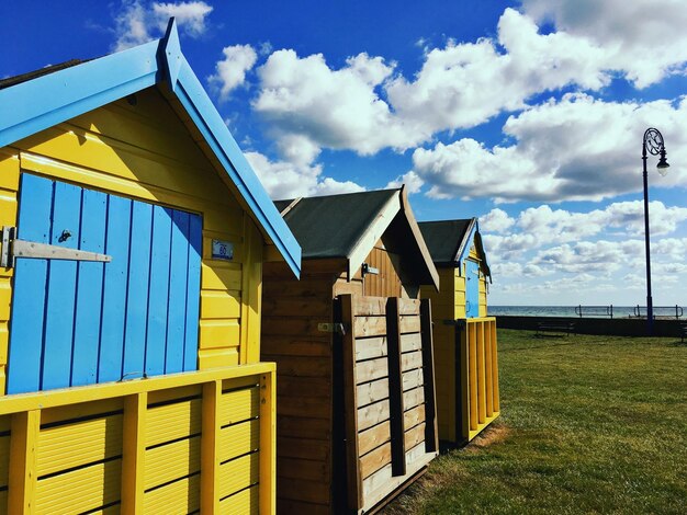 Beach huts by the sea at felpham west sussex