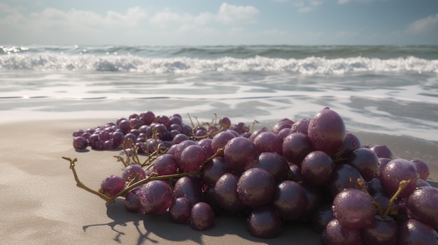 Beach illustration featuring a vibrant grape Generative AI