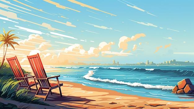 Photo beach illustration vector