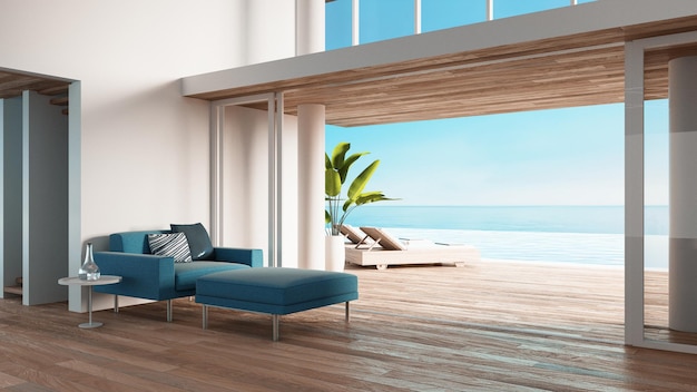 beach interior sea view hotel and resort 3D rendering