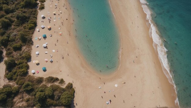 Foto il paesaggio della spiaggia catturato da una fotografia aerea