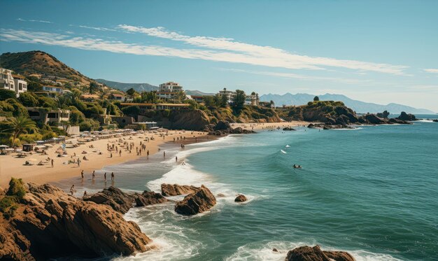 Photo beach landscape sunny day sea waves summer