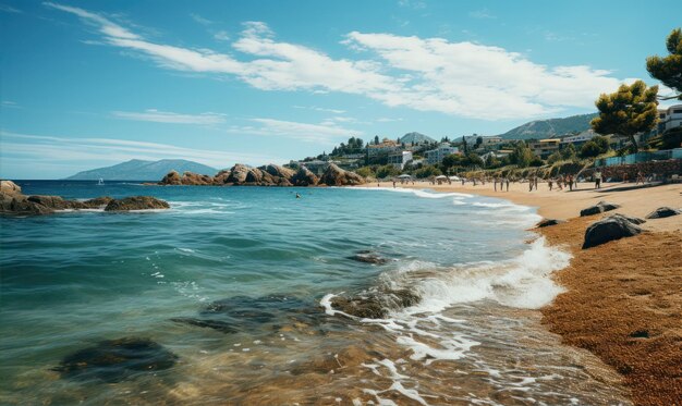 beach landscape sunny day sea waves summer