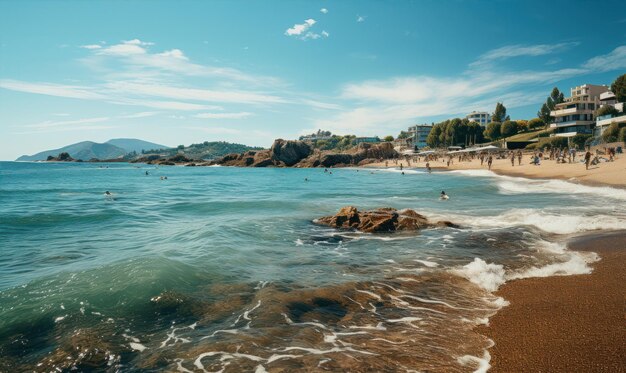 Photo beach landscape sunny day sea waves summer