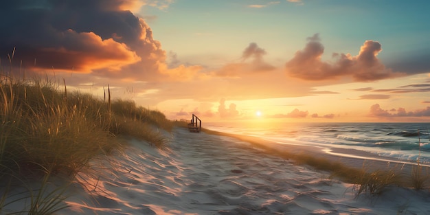 Beach landscape at sunset