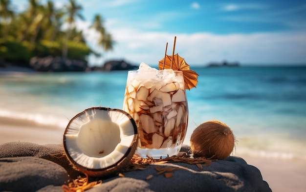 Beach Made Coconut Cocktail Generatieve AI