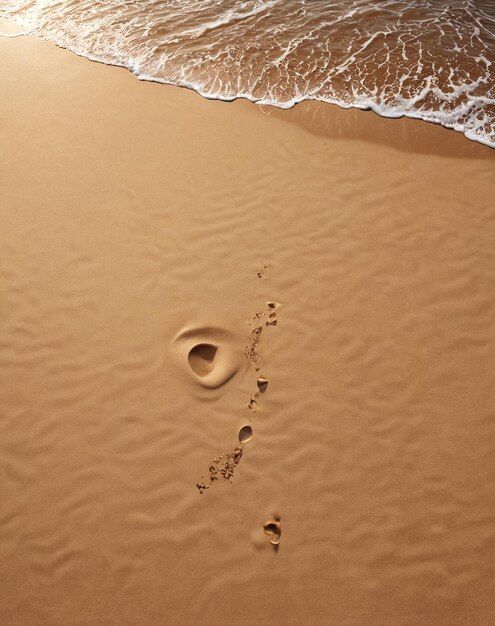 beach mockup background footprints in the sand