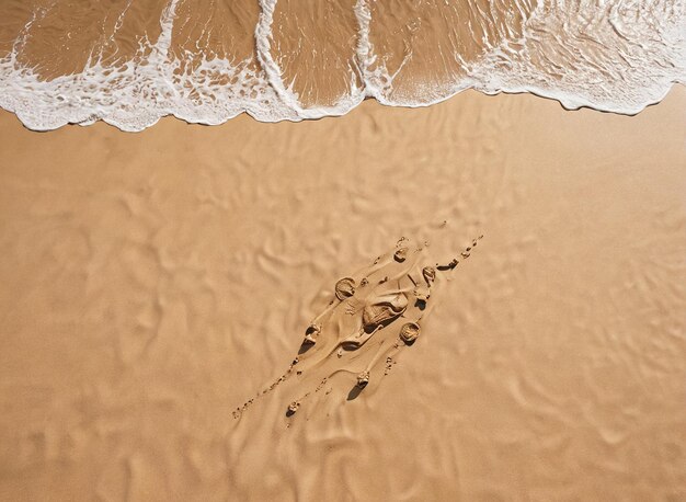 beach mockup background a persons footprints in the sand