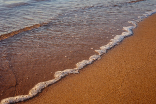 朝のビーチ 海の波とビーチの砂