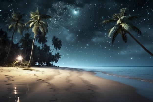 Beach night calm Generate AI