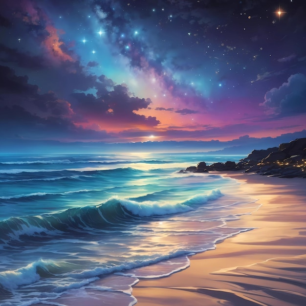 Photo beach at night illustration