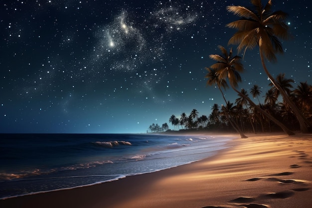 Beach night sky Generate Ai