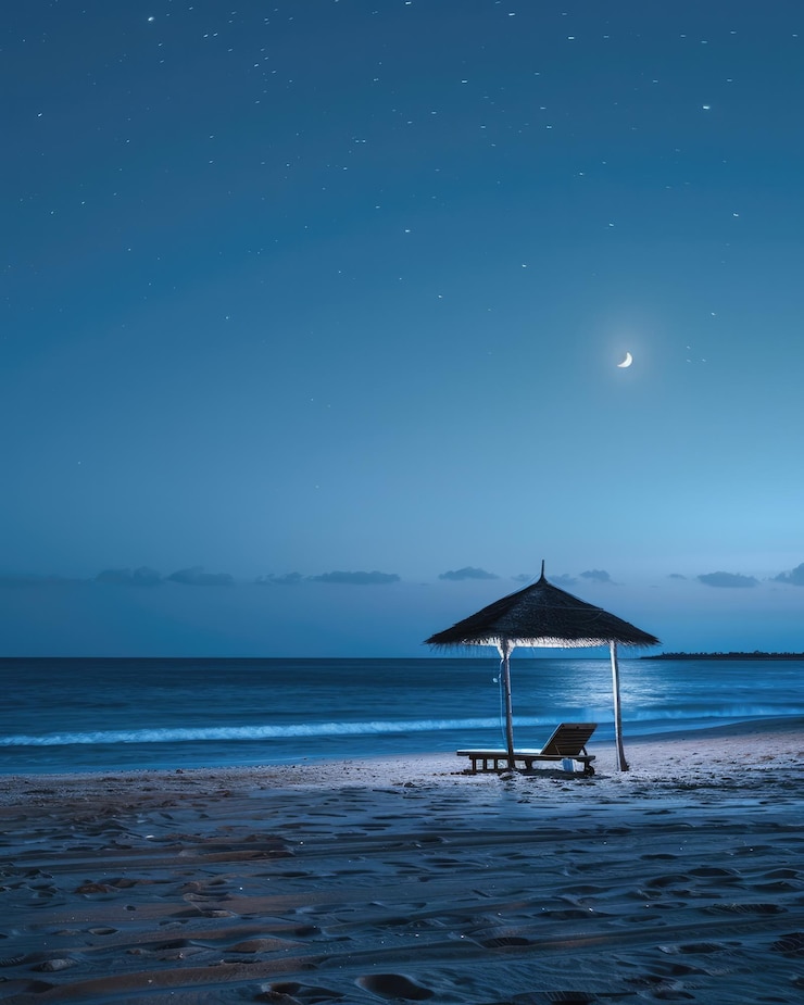 Photo beach at night tranquil coastal beauty