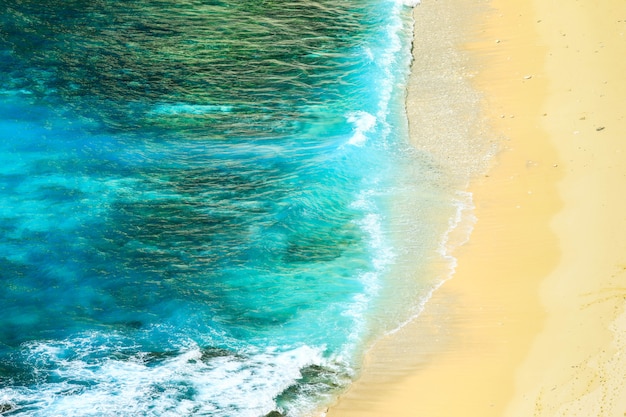 Beach and ocean as a background from top view. summer seascape summer concept