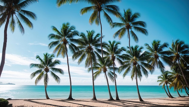 Beach oceans palm trees Generative AI