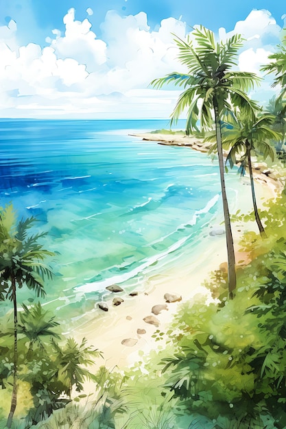 пляж пальмы синий океан ключ визуал иена пресса две долины иллюстрированный топ корова комиксы