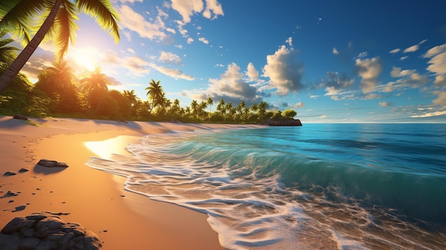 Beach Paradise Wallpaper Sun Sand and Tranquility