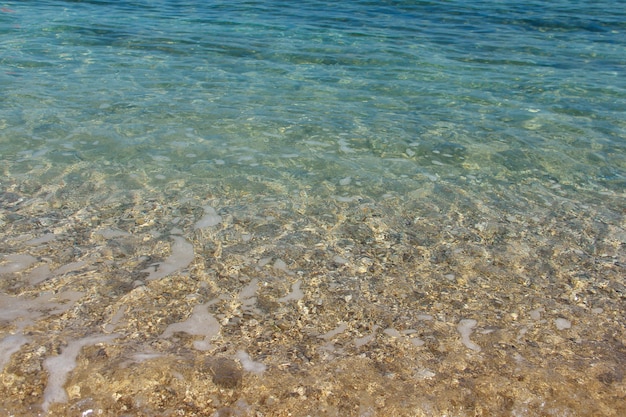 Beach perfect stone turquoise transparent blue water Croatia, Brac island, beach near Supetar