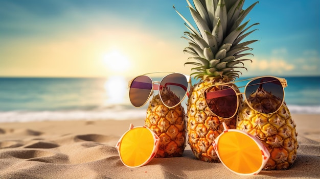 beach pineapple free photo HD background