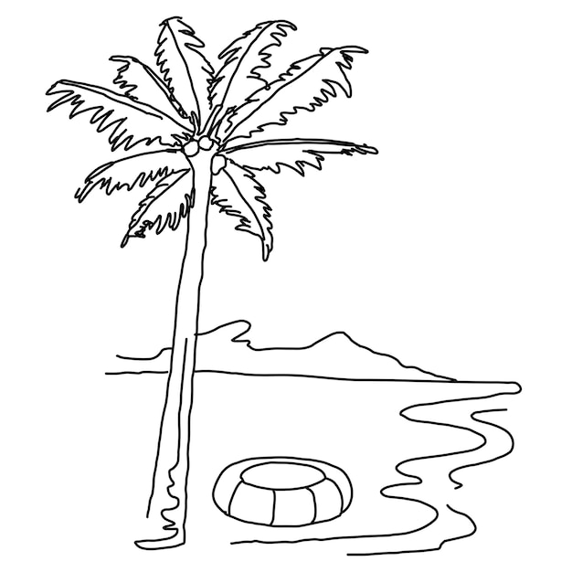 Beach png lijn kunst doorzichtige achtergrond
